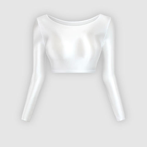 satin glossy sexy long sleeve navel sports casual tights clothes Japan slim swimming-OS00030-Veeddydropshipping