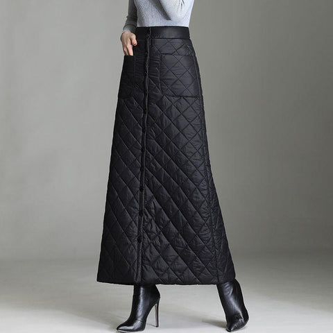 Long Warm Skirts Women Thickened Down Skirt-WF00379-Veeddydropshipping