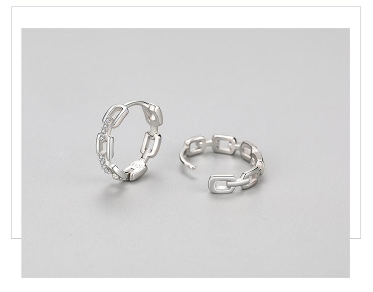 Chain Shape 925 Sterling Silver Earrings For Woment Wedding Jewelry-JW00064-Veeddydropshipping