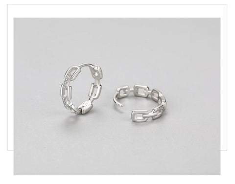 Chain Shape 925 Sterling Silver Earrings For Woment Wedding Jewelry-JW00064-Veeddydropshipping