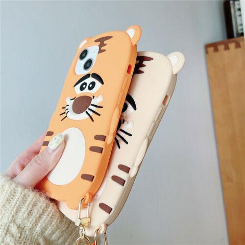 For iPhone 13 Pro Max 12 11 XS XR X 8 7 Case Cartoon 3D Tiger Shockproof Cover-PA00166-Veeddydropshipping