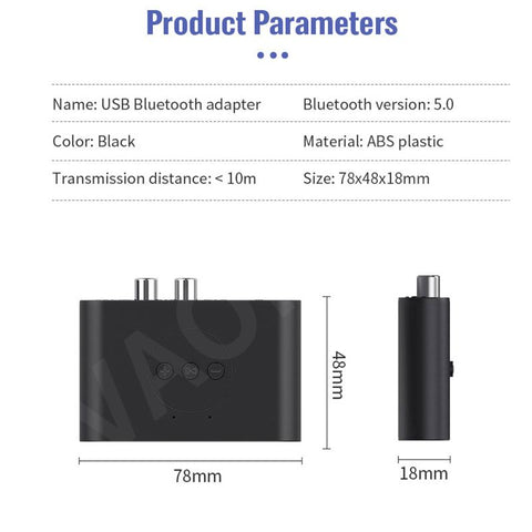 Bluetooth 5.0 Audio Receiver NFC U Disk RCA 3.5mm AUX USB Stereo -CE01106-Veeddydropshipping