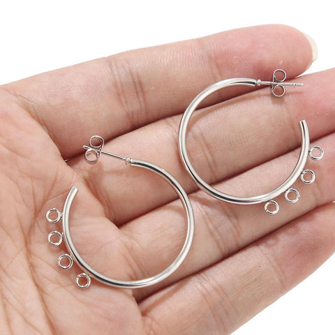 C Shape Ear /Black Steel Jewelry Findings Components for Earring Making-JW01555-Veeddydropshipping