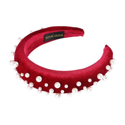 Ladies Pearls Padded Hair Band Accessories-WF01102-Veeddydropshipping
