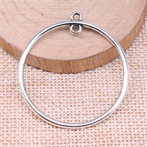 Circle Earrings Connector Charms Antique Silver Color Jewelry Findings-JW01617-Veeddydropshipping