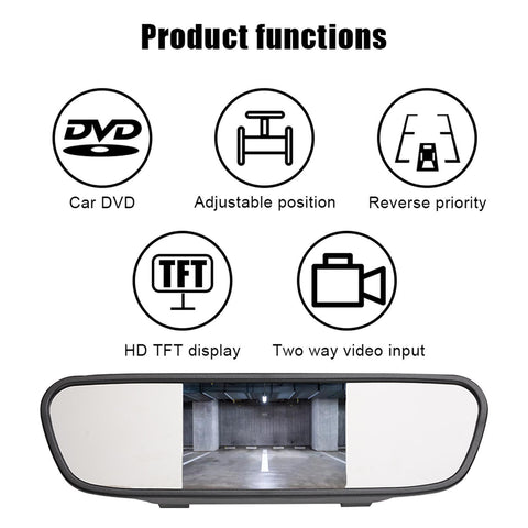 4.3/5 Inch LCD TFT Mirror Screen Car Monitor Mirror Reversing-AM00667-Veeddydropshipping