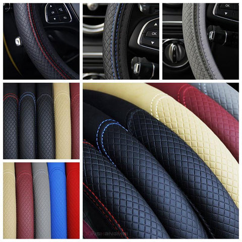 Skidproof Anti-Slip Embossing Microfiber Leather Steering Wheel Cover-AM01375-Veeddydropshipping