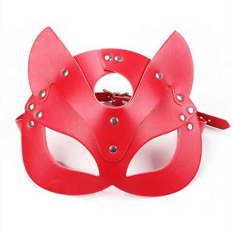 Cat Cosplay Half face fox Leather Masks-WF01599-Veeddydropshipping
