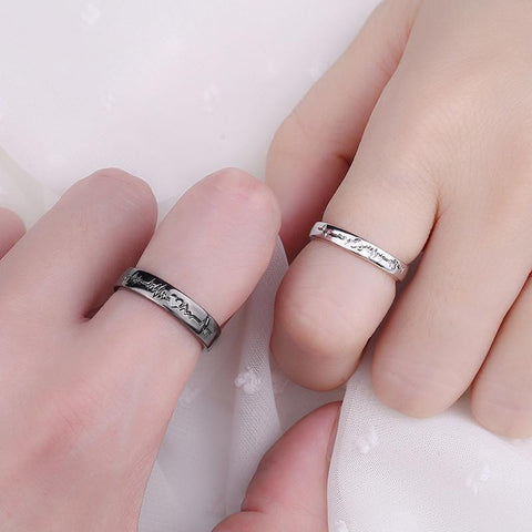 2Pcs/set Romantic Couple Rings For Women Men Punk Heart -JW01390-Veeddydropshipping