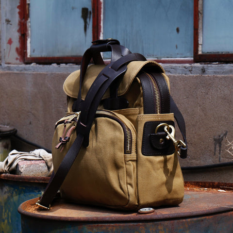 Canvas &amp; Saddle Leather Shoulder Strap YKK Pure Copper Zipper-BS00504-Veeddydropshipping