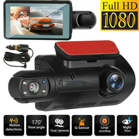 Car Driving Recorder Dual Camera HD Inside Front Rear Camera Wide Angel-AM00704-Veeddydropshipping