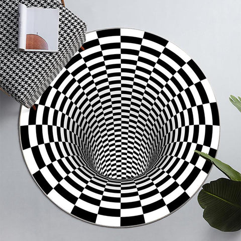 Round Checkerboard Carpet Floor Mat-HA00488-Veeddydropshipping
