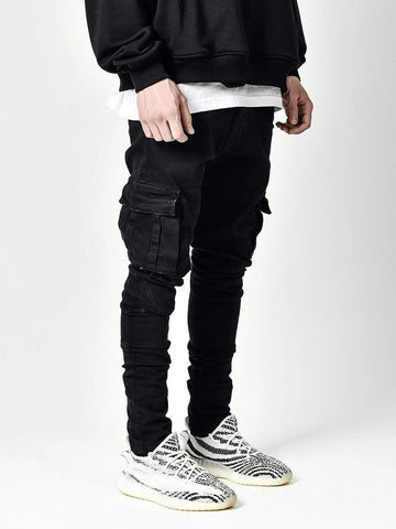 Denim Trousers Multi Pocket Cargo Jeans Men New-MF00536-Veeddydropshipping
