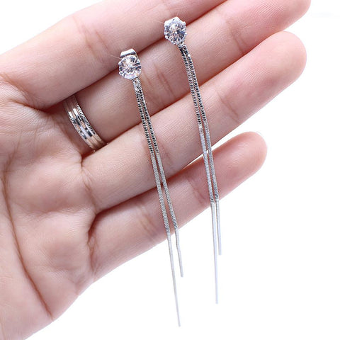 Gold Color Long Crystal Tassel Dangle Earrings for Women  -JW00184-Veeddydropshipping