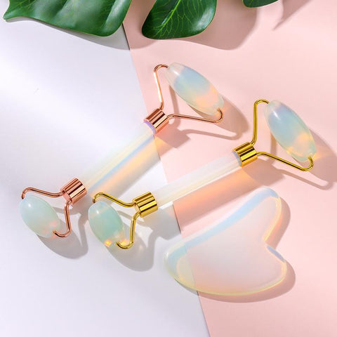 Face and Gua Sha Set - Beauty Cosmetic Facial Skin Roller Opal-BH01394-Veeddydropshipping