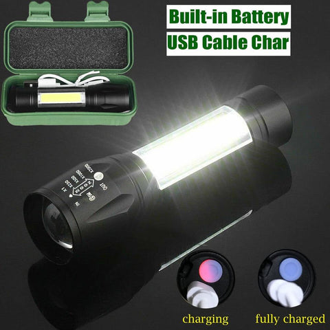 Portable Mini LED Flashlight XPE COB Flashlight with 3 Modes Rechargeable-TI00777-Veeddydropshipping