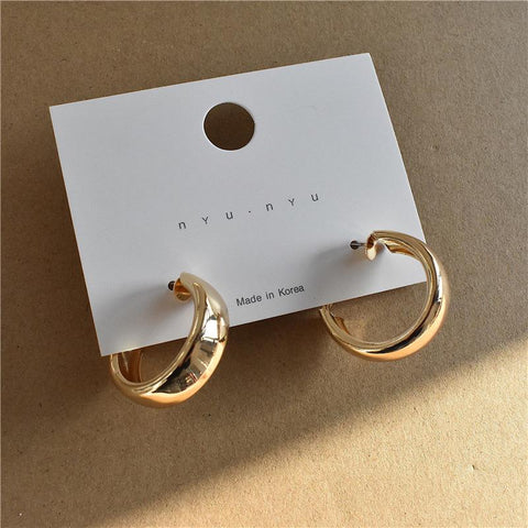 Round Circle Hoop Earrings   Pearl Twist Korean Fashion Jewelry  -JW00281-Veeddydropshipping