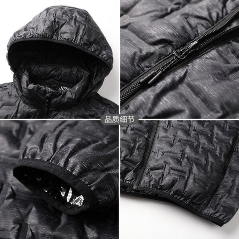 Lightweight Hat Detachable Grey Duck Down Jacket Top-MF01267-Veeddydropshipping