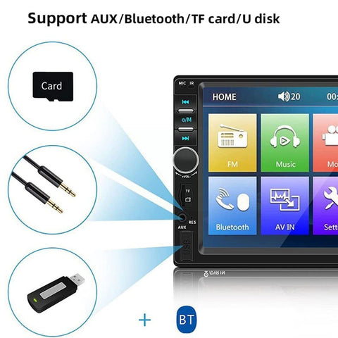 7&quot; Double 2 Din Car Stereo Screen Fm Usb Bluetooth Radio Mp5-AM00649-Veeddydropshipping