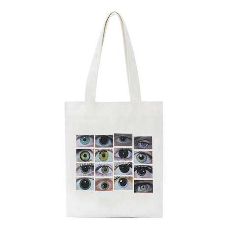 shoulder bag punk shopper bag Gothic eye print canvas bag Vintage-BS00072-Veeddydropshipping