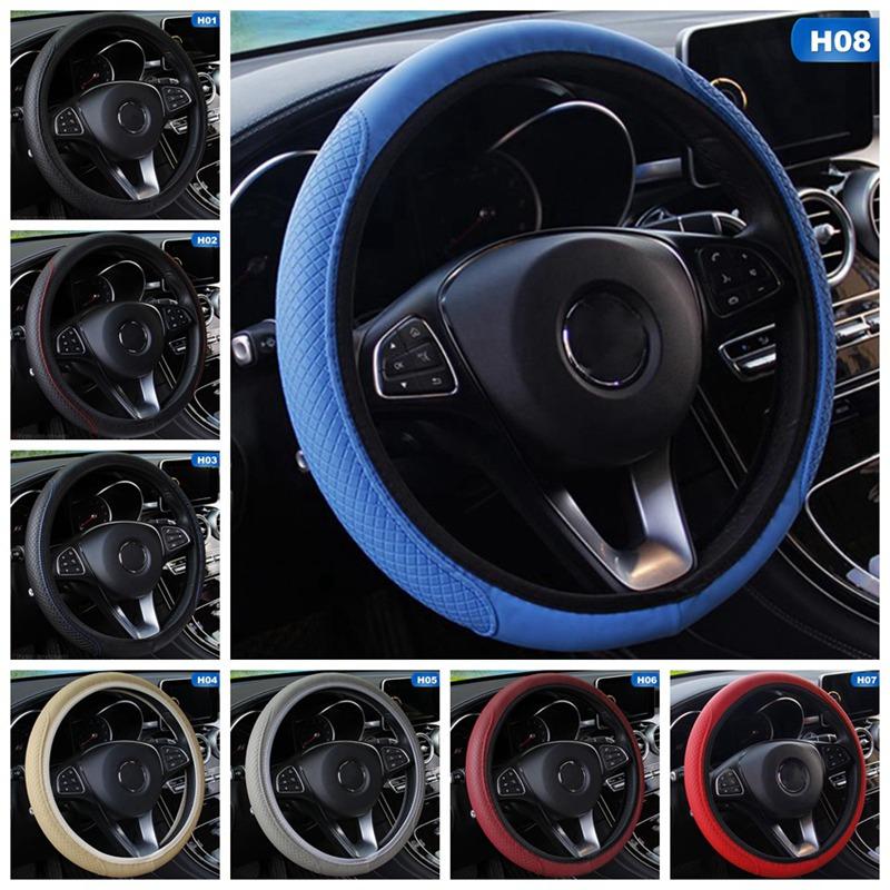 Skidproof Anti-Slip Embossing Microfiber Leather Steering Wheel Cover-AM01375-Veeddydropshipping