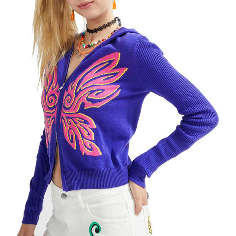 Ladies Zipper Knitwear Girls Leisure Style Coat-WF00311-Veeddydropshipping