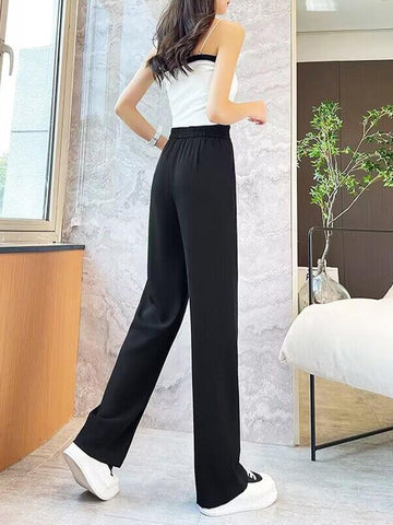 Women Wide Leg Casual High Waist Straight Pants-WF00356-Veeddydropshipping
