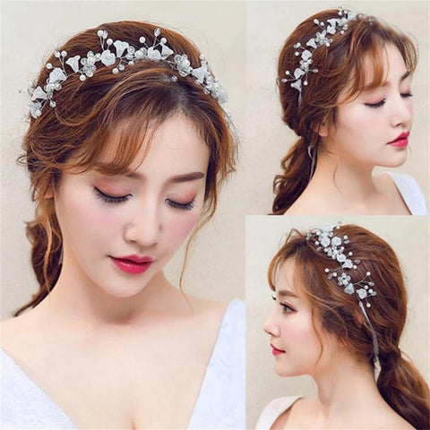 High Quality Spring Pearl Crowns Beach Wreaths Flower Headband -JW00454-Veeddydropshipping