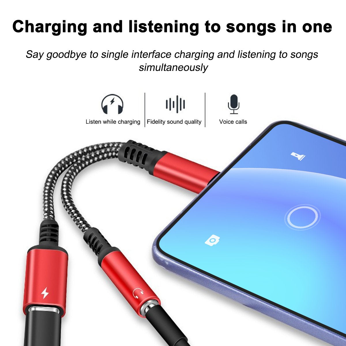 2 In 1 USB C To 3.5mm Headphone Jack Type C Charge Adapter-Veeddydropshipping