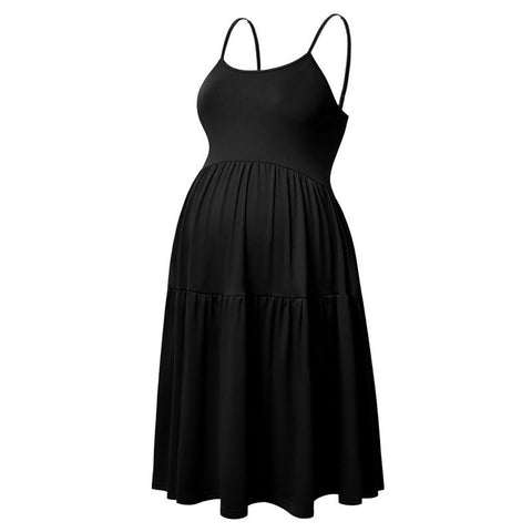 Pregnant Women Dress Sleeveless Adjustable Strap Swing Dresses-TB00617-Veeddydropshipping