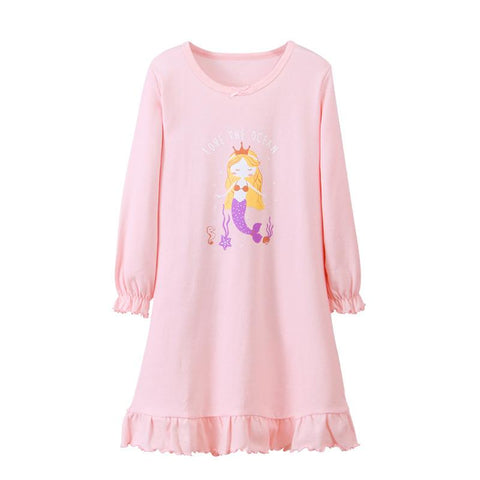 Girl Strawberry Mermaid Design Nightgown Dress Children Pajama-TB01047-Veeddydropshipping