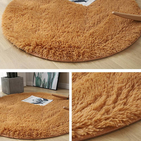 Wool Rug Living Room Carpets Faux Fur Round Mat-HA00473-Veeddydropshipping