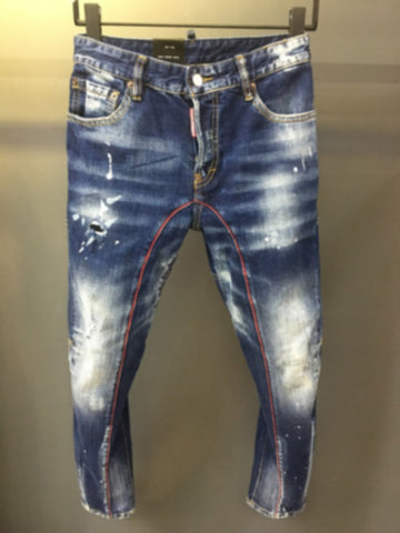 new D2 fashion men wash blue slim-fit wear-out-MF00623-Veeddydropshipping