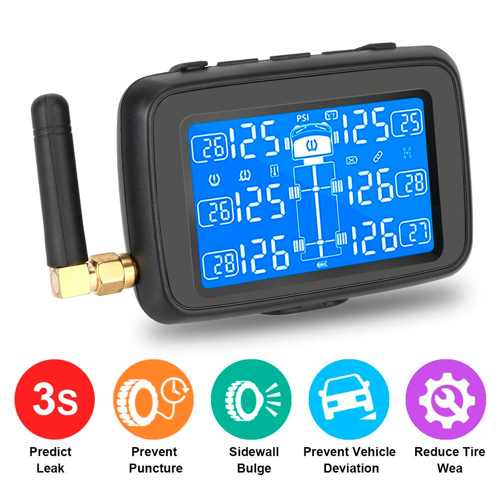 Digital LCD Display Replaceable Battery Auto Truck BUS TPMS with 6 External-AM00149-Veeddydropshipping