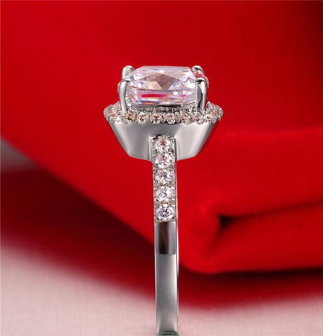 Cushion Synthetic Gem  Solitaire Engagement Ring -JW00401-Veeddydropshipping