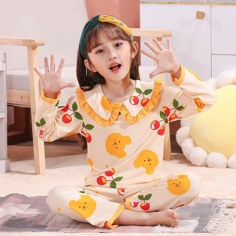 3-14 Year Wear BIG Girl Spring Autumn Long Sleeve Cute Pajamas Sets-TB01105-Veeddydropshipping