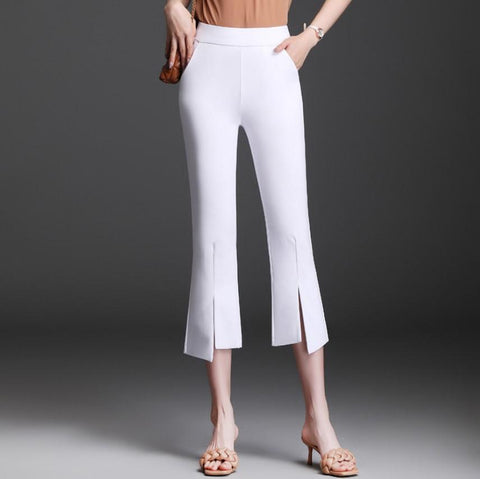 Women Elasticity Bell Bottom Pants High Waist Flare Pants-WF00485-Veeddydropshipping