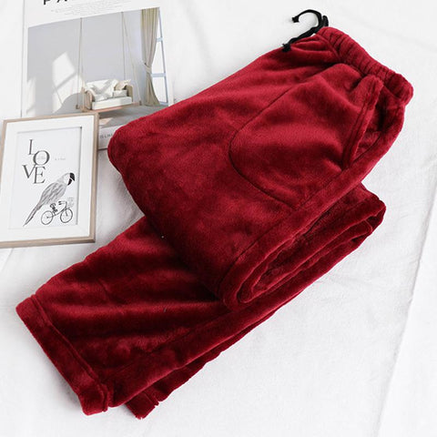 Pants High Waist Sleep Pants Fleece Comfortable Winter Warm Loose Straight Home-MF01600-Veeddydropshipping