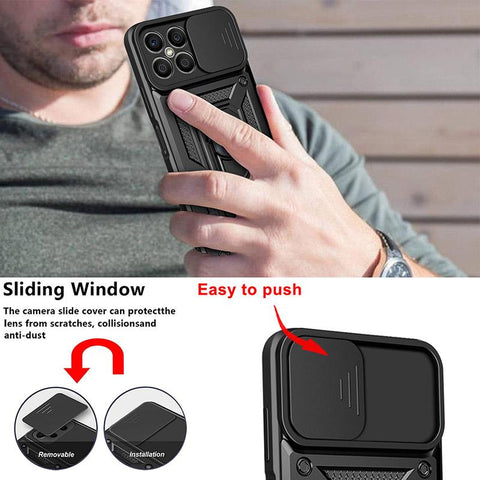 For Huawei Honor X8 Case Rugged Armor Magnetic Car Ring Phone Cases For Honor-PA00258-Veeddydropshipping