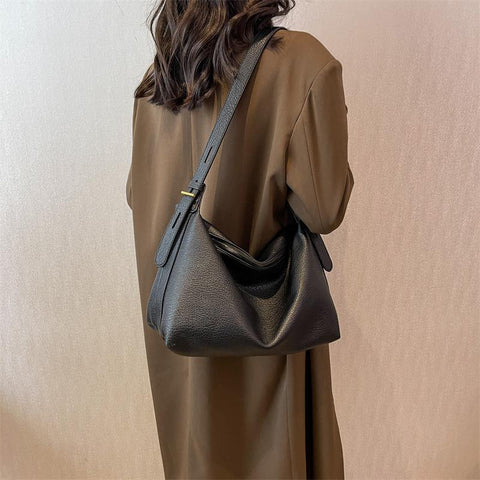 Solid Color Leather Soft Fabric Shoulder Bags Casual Ladies Bags Zip Ladies-BS00102-Veeddydropshipping