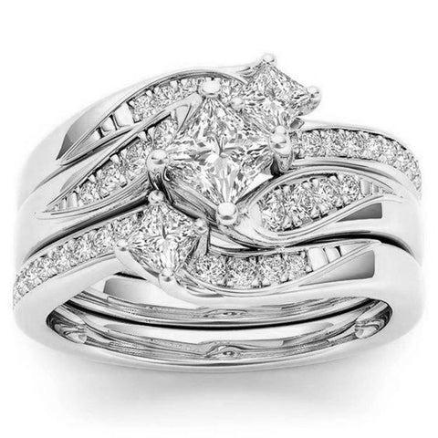 Romantic Heart Zircon Engagement Ring Set, suitable for women-JW00034-Veeddydropshipping
