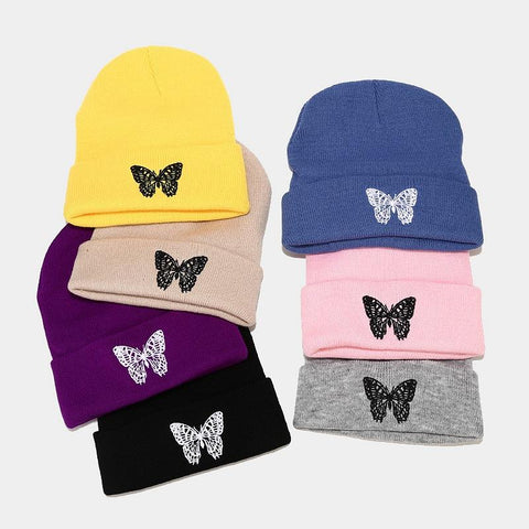Butterfly Knitted Cap Women&#39;s Warm Beanies-MF00980-Veeddydropshipping