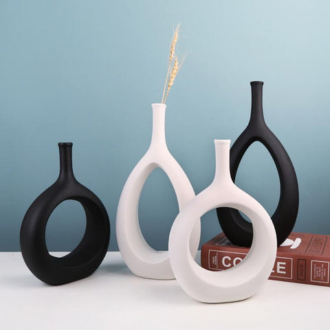 Ceramic Hollow Vase Nordic Flower Pot-HA01821-Veeddydropshipping