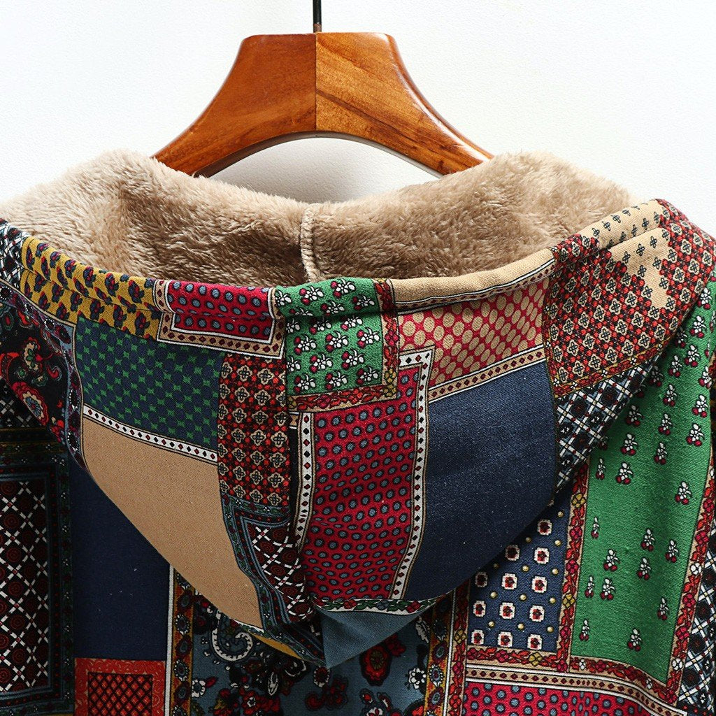 Winter Vintage Women Coat Warm Printing Thick-WF00015-Veeddydropshipping