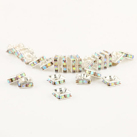 Square Rhinestone  Crystal Spacer Beads For Jewelry Making DIY -JW01510-Veeddydropshipping
