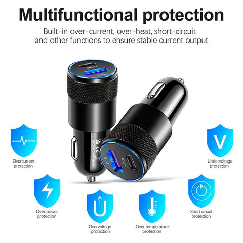 70W USB C Fast Car Charger 2 Ports Car Charger-PA01172-Veeddydropshipping