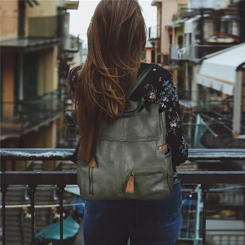 Femal Backpack Purse Leather Anti-theft Casual Shoulder Bag-BS00093-Veeddydropshipping