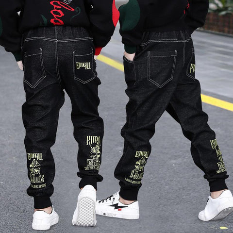 Casual Big Boys Jeans Pants Autumn Washing Black Denim Trousers Kids-TB01294-Veeddydropshipping