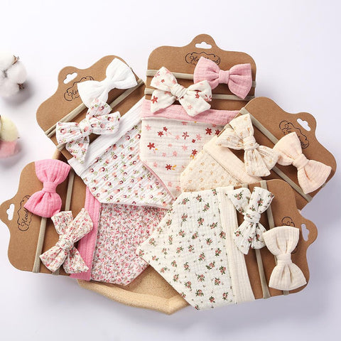 Feeding Burp Cloth with Bow Headband Adjustable Muslin-Veeddydropshipping-4
