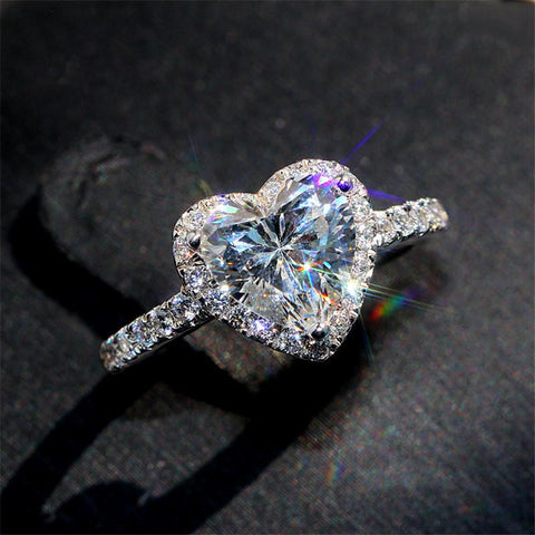 Heart Rings for Women Silver Color Wedding Engagement -JW00032-Veeddydropshipping